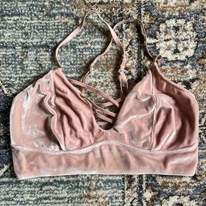 HopLun Pink Velvet Crossback Bralette